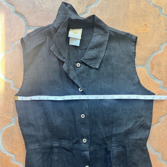 Vintage Tom Tom Inc Button-Down 100% black linen dress made in the USA - Picture 4 of 8